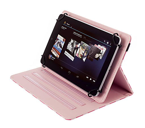 Kyasi Seattle Classic Universal Folio Case For 7 - 8" Tablets, Pink Polka Dots, KYSCUN78C3