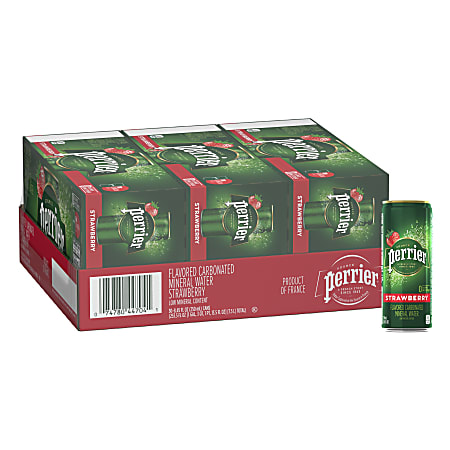 Perrier® Sparkling Natural Mineral Water with Strawberry Flavor, 8.45 Oz, Case Of 30 Slim Cans