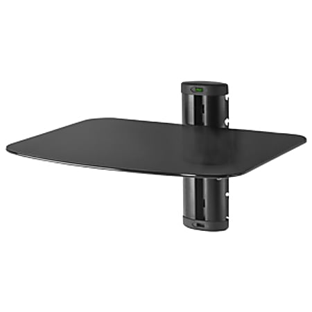 Peerless Single AV Wall Shelf with Glass ESHV20-S1 - Mounting kit (wall bracket, shelf) - for VCR, DVD, satellite receiver - black