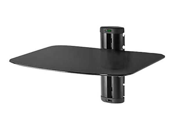 Peerless Single AV Wall Shelf with Glass ESHV20-S1 - Mounting kit (wall bracket, shelf) - for VCR, DVD, satellite receiver - black