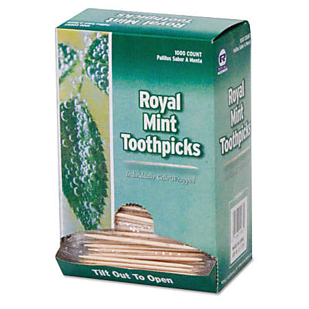 US Seller 2 Royal Paper Mint Individually Wrapped Round Wooden Tooth Picks 2000 