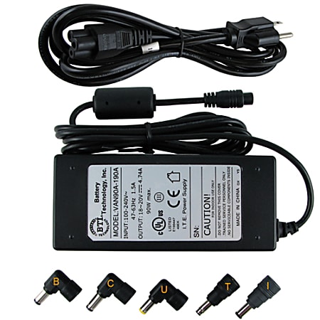 BTI 90W AC Adapter - For Notebook - 90W - 4.7A - 19V DC