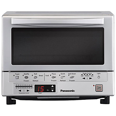Panasonic FlashXpress Toaster Oven with Double Infrared Heating - 0.24 ft³ Capacity - 1300 W - Toast, Bagel, Reheat, Waffle - Silver