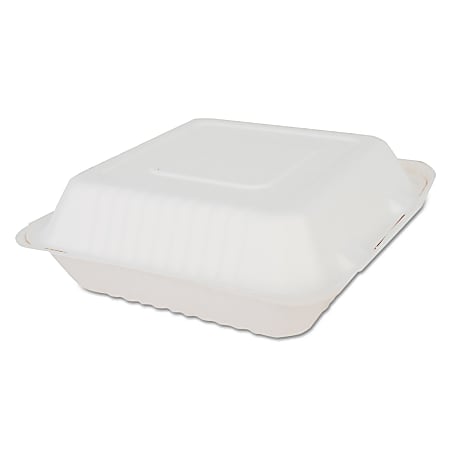SCT® ChampWare™ Molded-Fiber Clamshell 1-Compartment Containers, 9"H x 9"W x 3"D, White, Pack Of 200 Containers