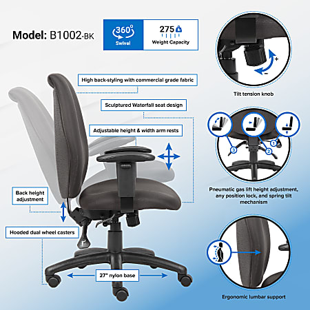Boss black fabric steno chair sales