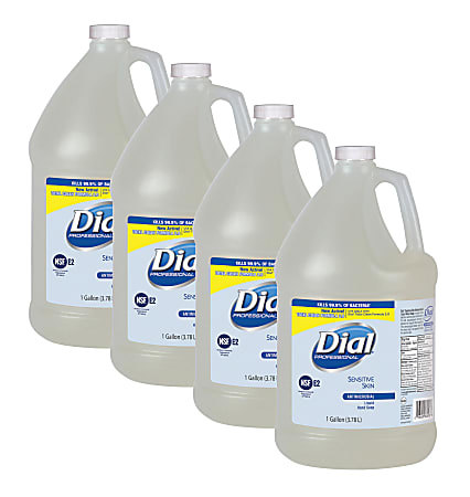 Dial® Antimicrobial Soap For Sensitive Skin, Unscented, 128 Oz, Case Of 4 Bottles