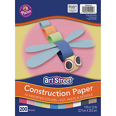 Construction Paper, 76 lb Text Weight, 9 x 12, Assorted, 200/Pack - River  City Office Supply