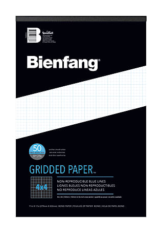 Bienfang® Gridded Paper™ Pad, 11" x 17", 100 Pages, White/Blue