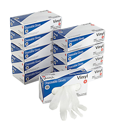 General Paper Vinyl Gloves, Extra-Large, Translucent, 100 Gloves Per Box, Case Of 10 Boxes