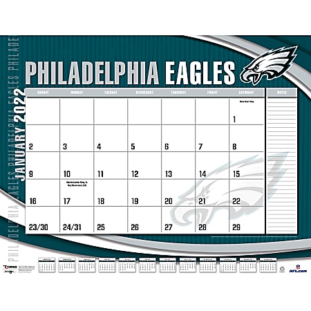 Lang Turner Licensing Monthly Desk Calendar, 22” x 17”, Philadelphia Eagles, January To December 2022
