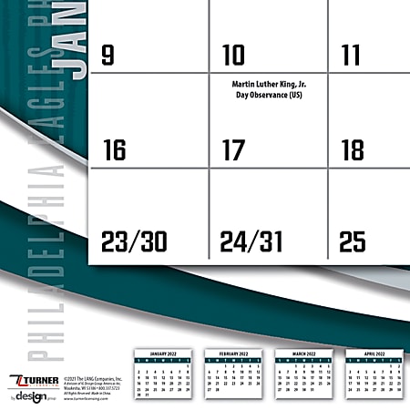 Lang Turner Licensing Monthly Desk Calendar 22 x 17 Philadelphia Eagles  January To December 2022 - Office Depot