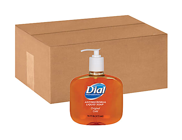 Dial Original Gold Antimicrobial Liquid Soap 16 Oz. Pack Of 12 Pump Bottles