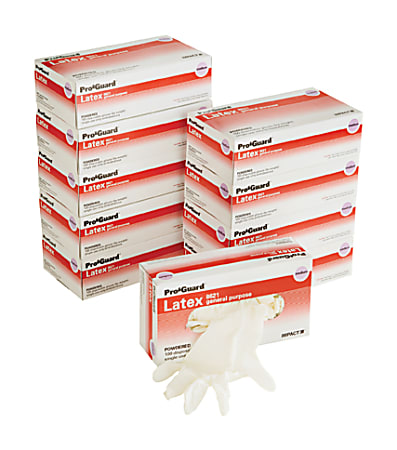 ProGuard Disposable Latex Powdered Gloves - Medium Size - Latex - Natural - Powdered, Disposable, Ambidextrous, Rolled Cuff, Beaded Cuff - For Assembling, Cleaning, Manufacturing, Laboratory Application - 1000 / Carton