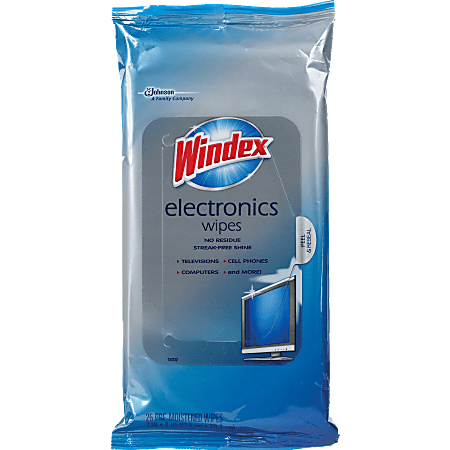 Windex Electronics Cleaner, 25 Wipes Per Pack, Case Of 12 Packs