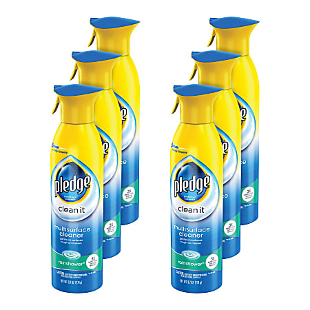Pledge® Clean & Dust Multi-Surface Aerosol Spray, Rainshower Scent, 9.7 Oz Can, Case Of 6