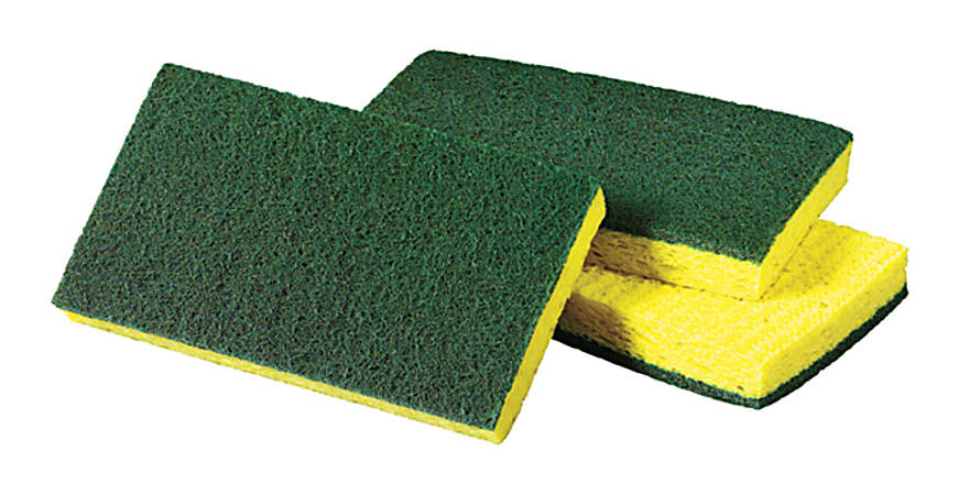 Scotch-Brite™ Medium-Duty Scrubbing Sponges, 3-1/2" x 6-1/4", Yellow/Green, Carton Of 20
