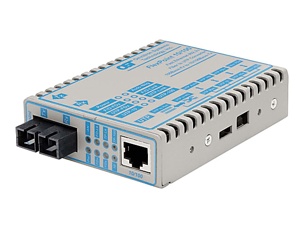 Omnitron FlexPoint 10/100 - Fiber media converter - 100Mb LAN - 10Base-T, 100Base-FX, 100Base-TX - RJ-45 / SC multi-mode - up to 3.1 miles - 1310 nm