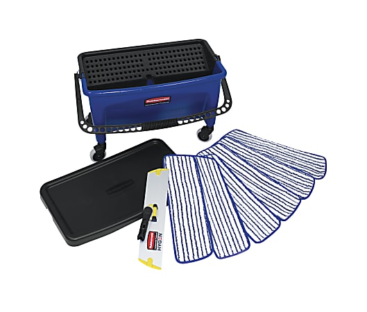 Rubbermaid Microfiber Floor Finishing Kit BlackBlueWhite - Office