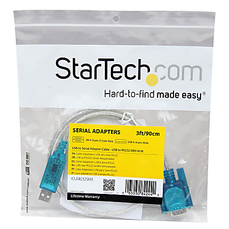 StarTech.com USB to Serial Adapter Prolific PL 2303 3 ft 1m DB9 9 pin ...