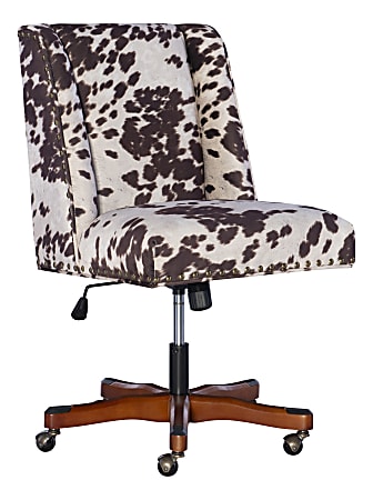 Linon Cooper Mid Back Home Office Chair Brown CowWalnut Office Depot