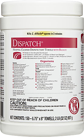 Clorox Healthcare Dispatch Hospital Cleaner Disinfectant Towels With ...