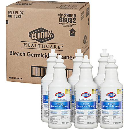 Clorox Healthcare Bleach Germicidal Cleaner Pull-Top - Ready-To-Use - 32 fl oz (1 quart) - 6 / Carton - White