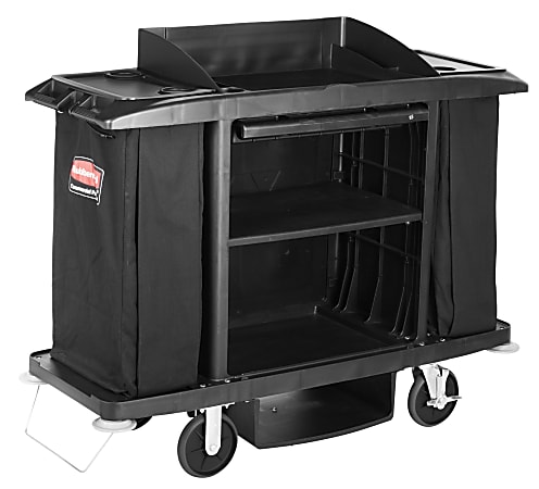 Rubbermaid Commercial Executive Full Size Housekeeping Cart - Traditional, Black - Plastic - 60" Length x 22" Width x 50" Height - Black