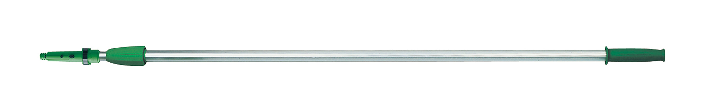 Unger Enterprises, 4' OptiLoc Telescopic Pole, Nylon Locking Collars, Extruded Aluminum Sections, ErgoTec Locking Cone, 10 poles per case. Green locking collars and cone. Siver extruded, drawn aluminum. 10 poles per case.