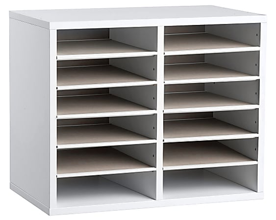 Alpine Adjustable 12-Compartment Literature Organizer, 16-5/16"H x 20"W x 11-13/16"D, White