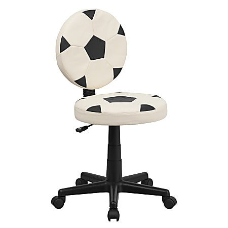 Flash Furniture Vinyl Low-Back Task Chair, Soccer, Black/White