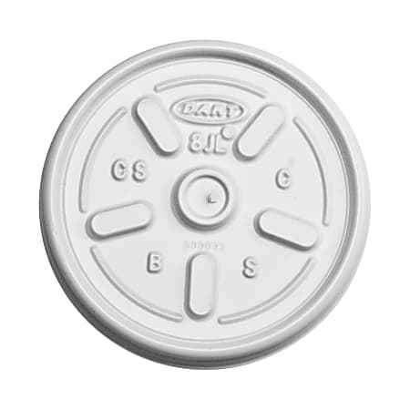 Dart® Plastic Lids, Vented, Fits 8 oz to 10 oz Hot/Cold Foam Cups, White, 100/Pack, 10 Packs/Carton