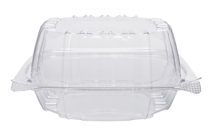 Dart ClearSeal Plastic Hinged Container, 6"H x 5.8"W x 3"D, Clear, Pack Of 125, Carton Of 2 Packs