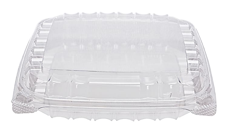 Dart ClearSeal Plastic Hinged Container, 8.3"H x 8.3"W x 3"D, Clear, Pack Of 125, Carton Of 2 Packs