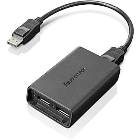 Lenovo DisplayPort to Dual-DisplayPort Adapter - DisplayPort A/V Cable for Audio/Video Device, Monitor - First End: 1 x DisplayPort Male Digital Audio/Video - Second End: 2 x DisplayPort Female Digital Audio/Video - Black