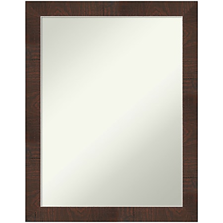 Amanti Art Narrow Non-Beveled Rectangle Framed Bathroom Wall Mirror, 27-1/4” x 21-1/4”, Wildwood Brown