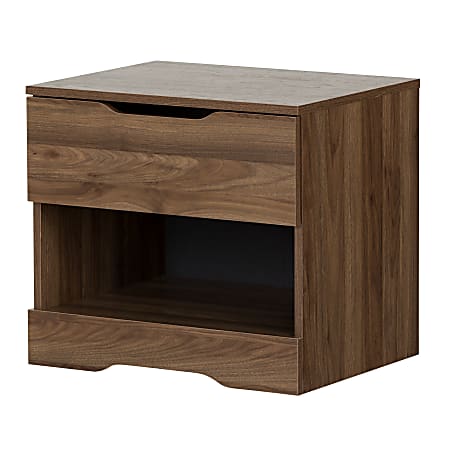South Shore Holland 1-Drawer Nightstand, 19-3/4"H x 22-1/4"W x 17"D, Natural Walnut