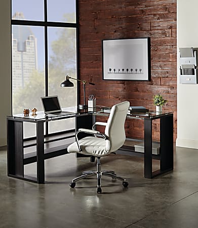 Whalen Jasper 60 W L Shape Corner Desk Espresso Office Depot