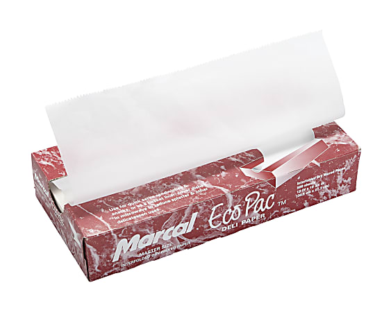 Marcal® Paper Mills Eco-Pac Natural Interfolded Dry Wax Paper Sheets, 12" x 10 3/4", White, 500 Sheets Per Pack, Case Of 12 Packs