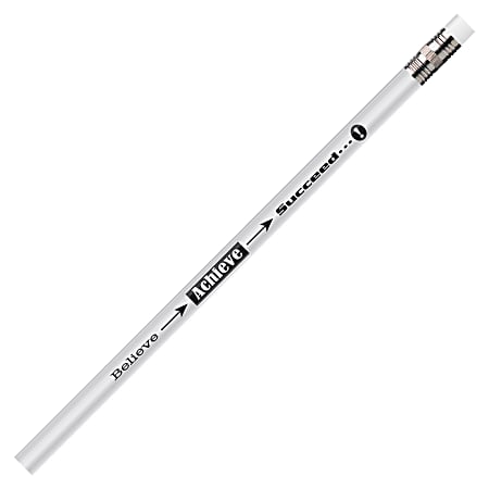 Moon Products Believe/Achieve/Succeed Pencils, #2 Lead, Silver Barrel, Pack Of 12 Pencils