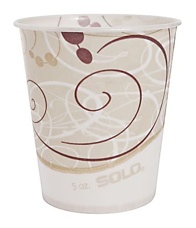Solo® Waxed Paper Water Cups, 5 Oz, Symphony Design, 100 Cups Per Bag, Carton Of 30 Bags