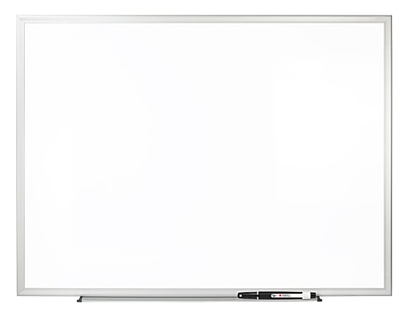 Office Depot® Brand Non-Magnetic Melamine Dry-Erase Whiteboard With Marker, 48" x 96", Aluminum Frame With Silver Finish
