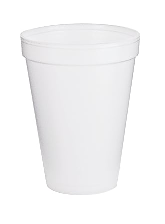 Dart&reg; Insulated Foam Drinking Cups, White, 12 Oz, Box Of 1,000, DCC12J16
