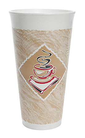 Dart 20 oz Cafe G Design Insulated Foam Cups - 25 / Bag - 20 / Carton - White - Foam - Hot Drink, Cold Drink