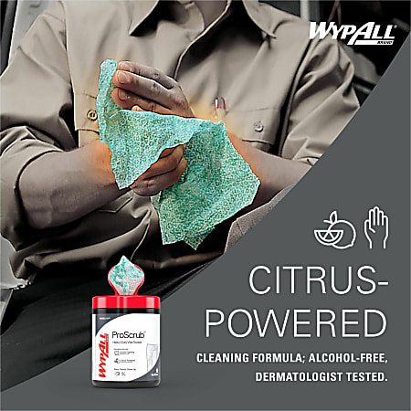Wypall PowerClean ProScrub Heavy Duty Wet Towels - Citrus - 9.50 Wypall PowerClean ProScrub Heavy Duty Wet Towels - Citrus - 9.50