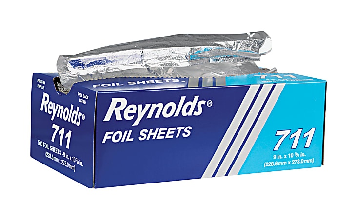 Reynolds Wrap Pop Up Interfolded Aluminum Foil Sheets 9 inches x 10 34  inches Silver Six boxes of 500 sheets 3000 sheets per Case Sold by the Case  - Office Depot