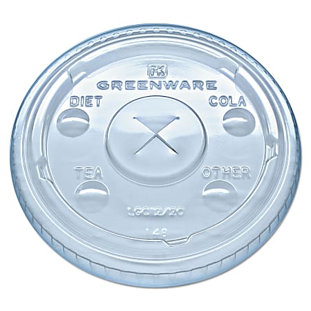 Fabri-Kal® Greenware® Cold Drink Cup Lids, Fits 9-, 12- And 20-Oz Cups, Clear, Carton Of 1,000 Lids