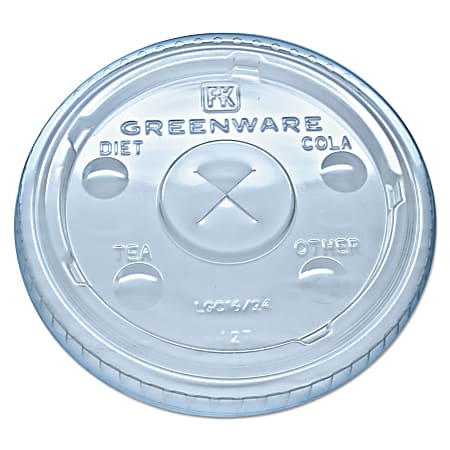 Fabri-Kal® Greenware® Cold Drink Cup Lids, Fits 16-, 18- And 24-Oz Cups, Clear, Carton Of 1,000 Lids