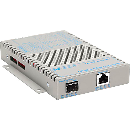 Omnitron OmniConverter 10/100/1000 PoE Gigabit Ethernet Fiber Media Converter Switch RJ45 SFP - 1 x 10/100/1000BASE-T; 1 x 100/1000BASE-X (SFP); Univ. AC Powered; Lifetime Warranty