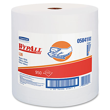 Wypall GeneralClean L30 Heavy Duty Cleaning Towels - 875 Sheets/Roll - White - 1 / Carton