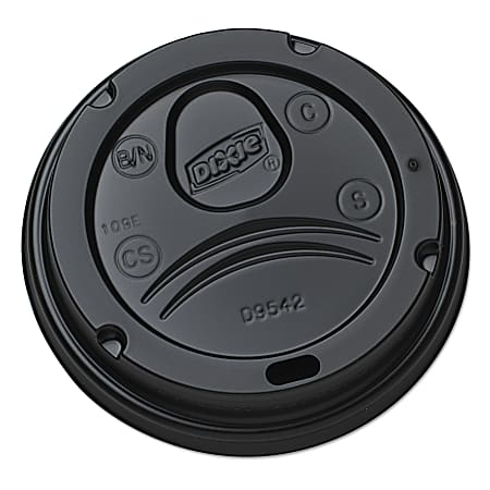 Dixie® Drink-Thru Lids For 10-20 Oz Cups, Black, Box Of 1,000 Lids